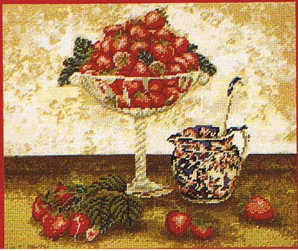 DMC Strawberry and Cream Kitchen Tapestry / Needlepoint Kit