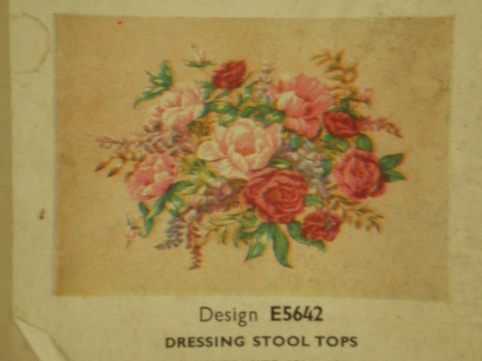 Vintage Penelope Needlework Tapestry Kit "Dressing Stool Tops" Floral seat cover
