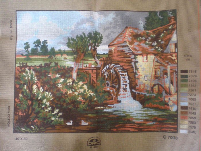 The Mill and Pond Canvas and yarn