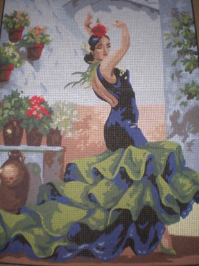 Collection D'Art Flamenco Dancer in Green Canvas and yarn