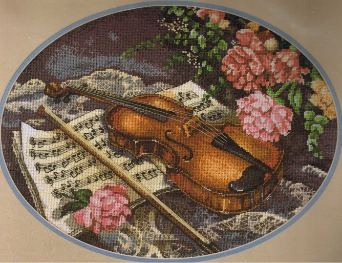 Sunset Fancy Fiddle Music and Violin by Lena Liu Tapestry/Needlepoint kit