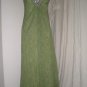 Green paisley swirl beaded floor length formal dress