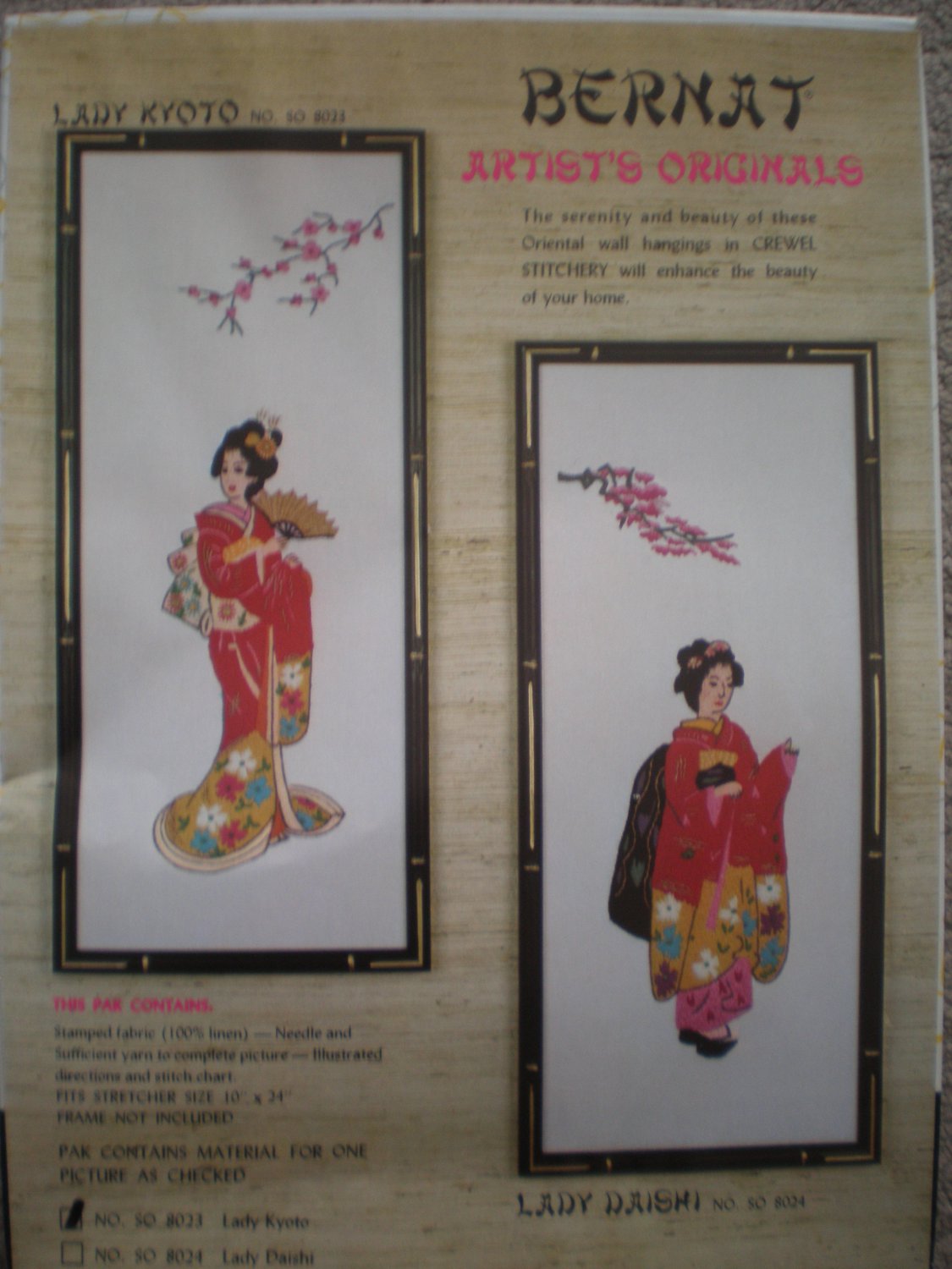 Bernat "Lady Kyoto" Geisha wall hanging embroidery kit
