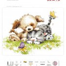 Dog and Cat With Butterfly Counted Cross Stitch KIT