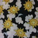 FABRIC Yellow Smiley Face Sun & Clouds 2 yards