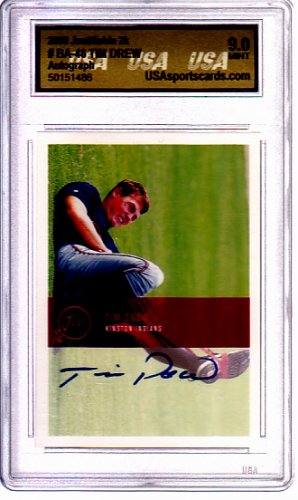 Tim Drew 2000 Justifiable 2k Graded 2k  Autographed Graded MINT  9.0