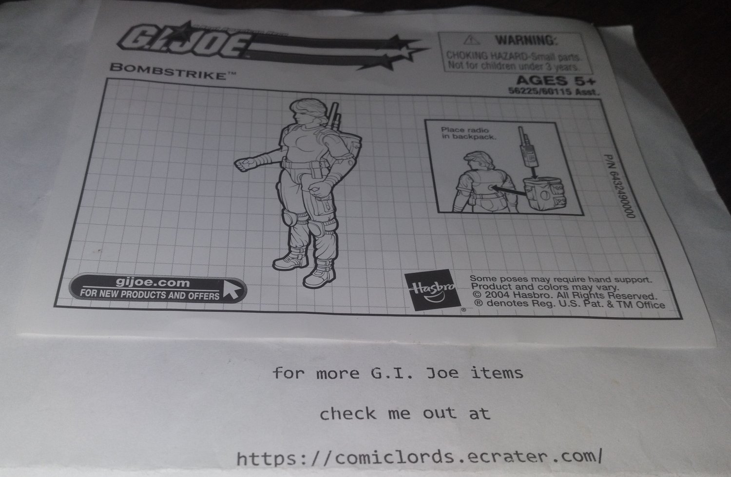 Bombstrike V1 Blueprints 2005 Valor Vs Venom GI Joe G.I. Joe