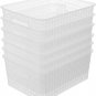 ZHENFAN Clear Plastic Woven Storage Basket, 6-Pack Weave Basket Organizer for Ki