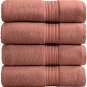 4-Pack Bath Towel Set. 100% Cotton Bathroom Towels. Absorbent Quick-Dry Bath Tow