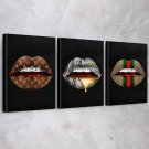 "AWESOMETIK" 3Pcs There Is No Accounting for Taste - Luxury Lips Canvas Print Wa