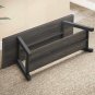 LVB Rustic Entryway Bench, Industrial Wood and Metal Storage Bench for Indoor Li