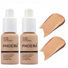 2 Pcs Soft Matte Full Coverage Liquid Foundation for Phoera Makeup Brighten High