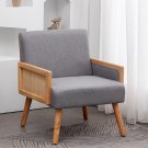 MELLCOM Mid Century Modern Accent Chair, Upholstered Chairs with Bamboo Knitting