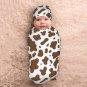 Yiftd Swaddle Blanket Brown Cow Print Soft Fleece Baby Blanket Newborn Plush Rec