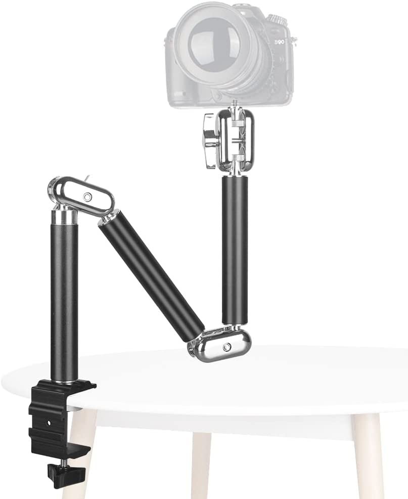 JEBUTU Camera Boom Arm,Arm Camera Mount with Phone Holder, Adjustable