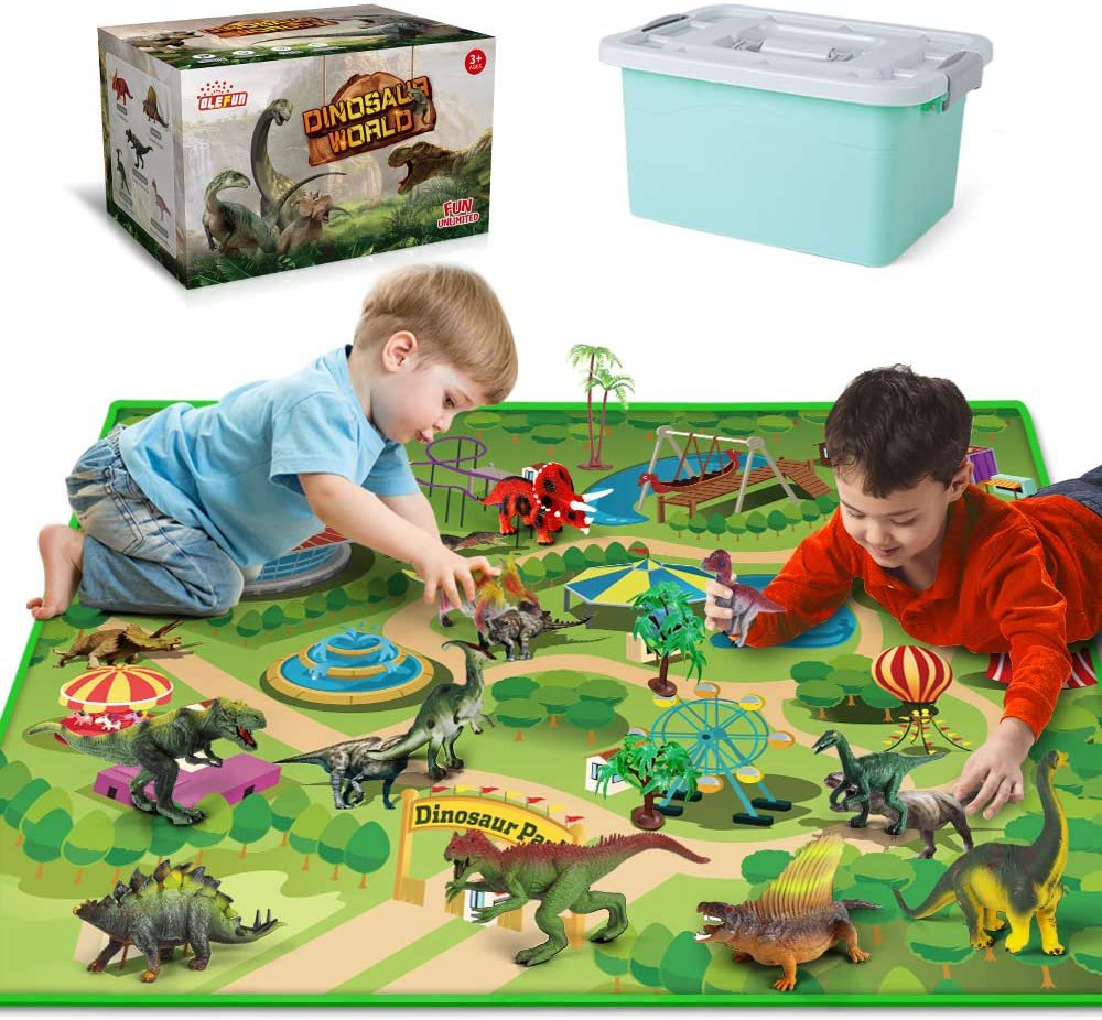 Dinosaur Toys with Dinosaur Figures, Activity Play Mat & Trees for Creating a Di