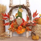 HAUMENLY Fall Wreath with Plush Gnome, 15 Inch Artificial Grapevine Wreath with