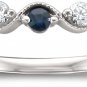14K White Gold 7-Stone round Diamond & Blue Sapphire Wedding Band Ring (1/4 Cttw