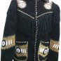 Classyak Western Leather Jacket, Fringed, Beads and Bones, Xs-5Xl