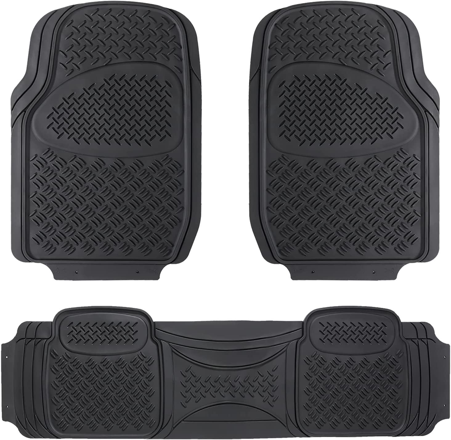 Matdology 3Pc Set Heavy Duty Rubber Trimable Car Floor Mats Front & Rear for Car