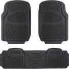 Matdology 3Pc Set Heavy Duty Rubber Trimable Car Floor Mats Front & Rear for Car