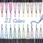 21 Colors Double Line Pen Markers Self Outline Pen Permanent Outline Metallic Ma