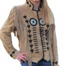 Coolhides Women Western with Fringes Beads and Bones Jacket