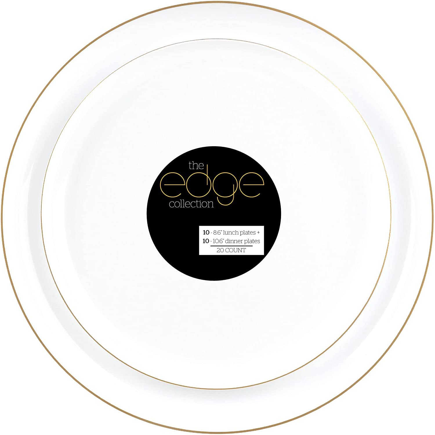 Plasticpro White Plastic with Gold Garden Design Party Plates Premium Heavyweigh