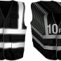 Pomerol High-Visibility Reflective Safety Vest 10 Packs Breathable Black Unisex