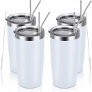 4 Pack Travel Tumblers, 20 Oz Stainless Steel Tumblers with Lids Straws, Double