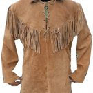 Coolhides Men'S Western Fringed Cowboy Leather Shirt