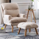 CANMOV Modern Accent Chair with Ottoman, Soft Fabric Armchair with Adjustable Ba