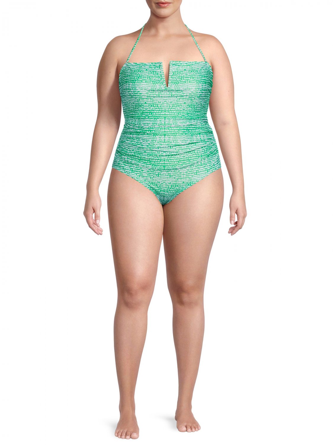 Catherine Malandrino Women'S plus Size V-Neck Convertible Strap One-Piece Swimsu