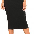 Shein Women'S Elegant Plain Stretchy Ribbed Knit Midi Full Length Basic Pencil S