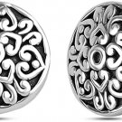 Lecalla Sterling Silver Jewelry Light Weight Antique round Large Filigree Cut St