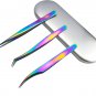 Eyelash Tweezers Set, 3-Pack, Hand Calibrated Straight, Curved Tips and Volume T