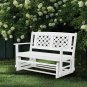 MFSTUDIO 2-Person Patio Wooden Glider Bench Rocker with PU Coating,Outdoor Polar