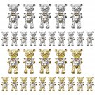 FFCC Shiny Alloy Bear 3D with Heart Crystal Nail Decoration,30 Pieces Heart-Shap