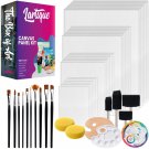 Lartique Painting Kit - 24 Canvas Panels, 2 Paint Palettes, 4 Sponge Brushes, 10