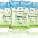 Grab Green Wet Dryer Sheets, 96 Sheets (192 Loads), Fragrance Free, Plant and Mi