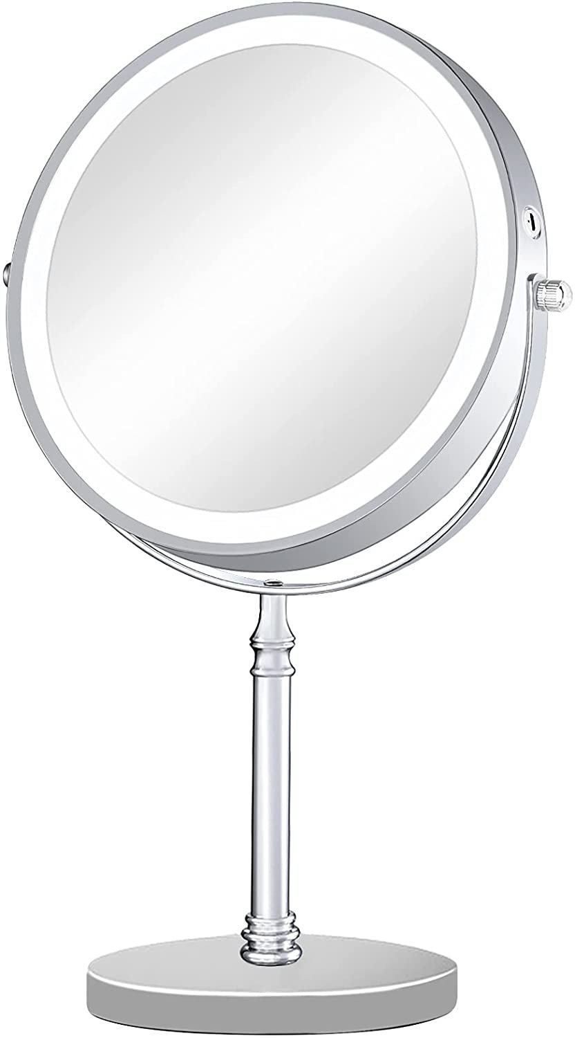 8In 2000Mah Rechargeable Makeup Mirror Vanity Mirror with Lights,Double Sided 1X