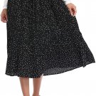 Floating Time Polka Dot Midi Skirt Long Pleated Skirt Hight Waist Swing Skirts w