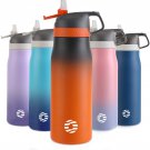 Fjbottle Insulated Water Bottle with Straw Lid 20 Oz - 25 Oz Double Wall Vacuum