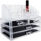 Ikee Design Clear Makeup Organizer Skin Care Cosmetic Display Case with 4 Drawer