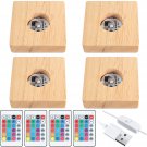 Riakrum Square Wooden Led Night Light Base Dimmable Wood Lighted Display Lamp Ba