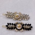 Chanel Hair Clips Black White Crystals