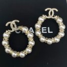 Vintage Crystals Pearls Hoop Earrings