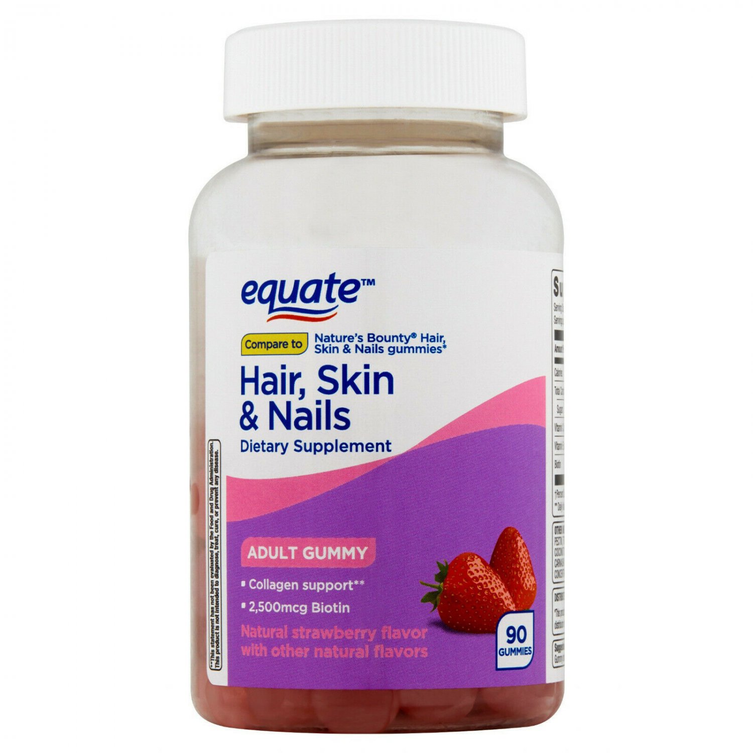 Equate Hair Skin & Nails Dietary Supplement Collagen Support 90 Gummies