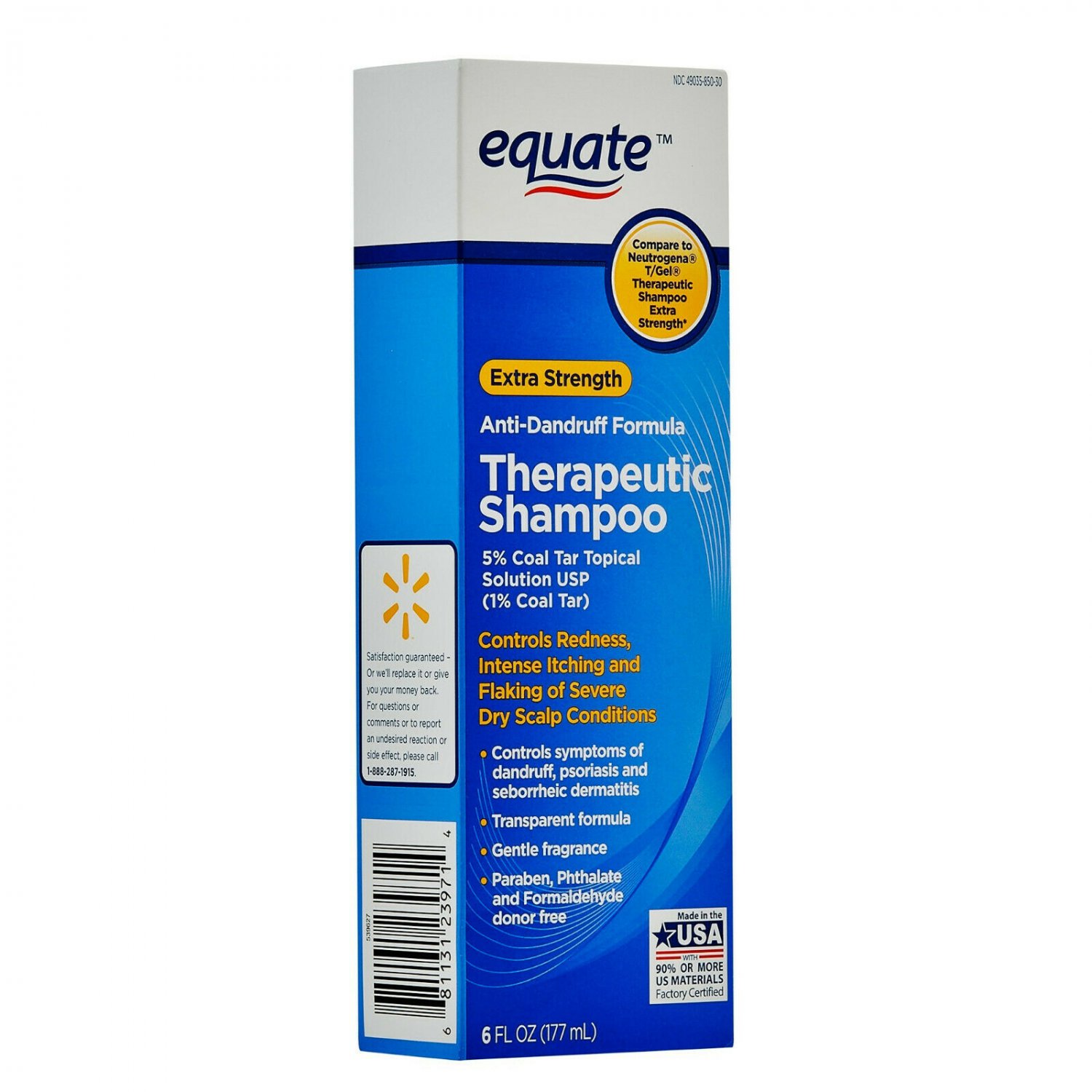 Equate Therapeutic Shampoo Extra Strength Anti Dandruff 5 Coal Tar 6oz