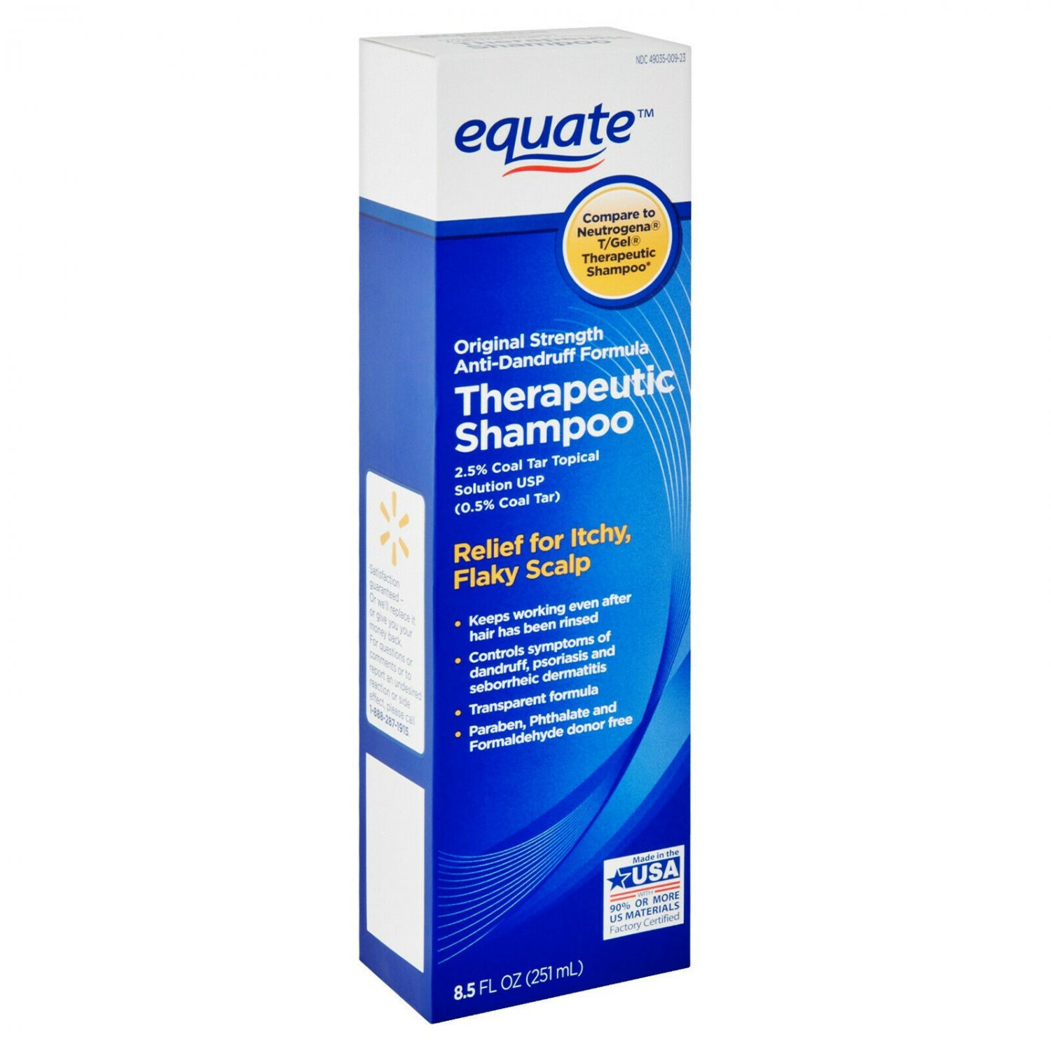 Equate Therapeutic Shampoo Anti Dandruff Psoriasis Dermatitis 2.5 Coal Tar